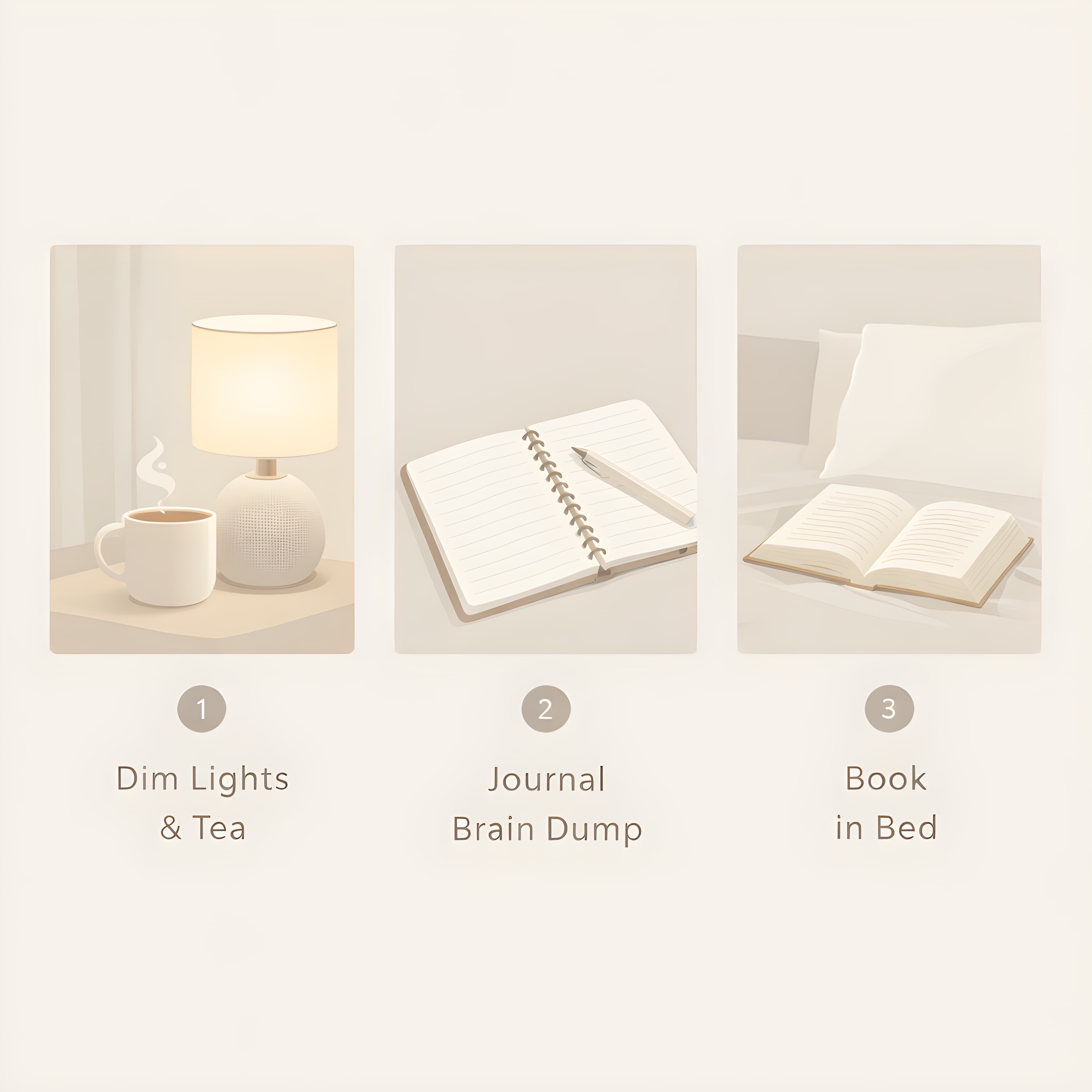 Simple sleep reset routine infographic showing the 7 changes